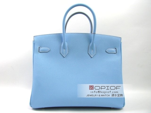 エルメス バーキン35ヴォーエプソン セレスト(金具:シルバー) her444